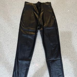 Black faux leather leggings